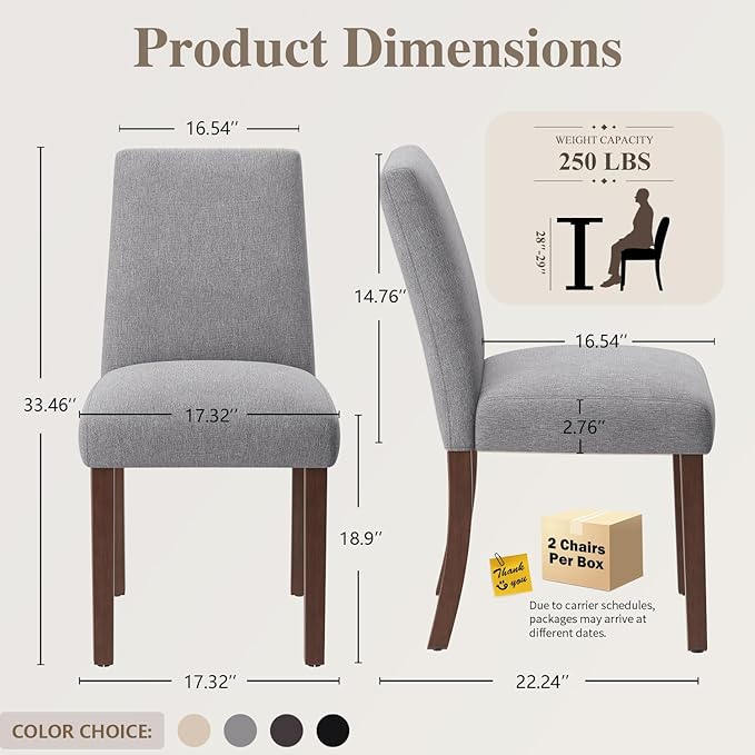 Dining Chairs Set of 4, Modern Dining Room Chairs with Wooden Legs, Upholster...