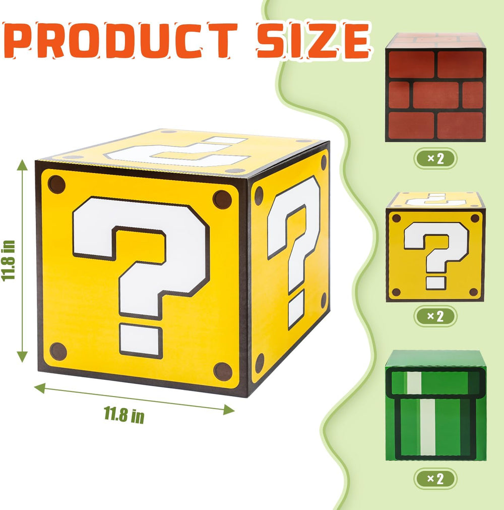 6PCS Big Party Boxes with 6 Set Centerpieces, Question Brick Pipe Boxes for B...