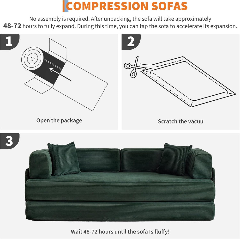 Garvee 5-in-1 Convertible Sofa Bed, 78.8" Modular Corduroy Sleeper with ...