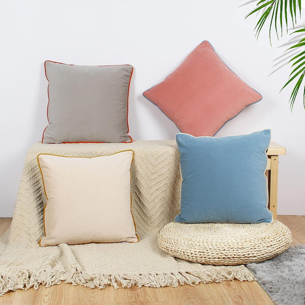 Velvet Throw Pillow Covers 20x20 Inch Set of 4 Decorative Velour Pillowcases ...