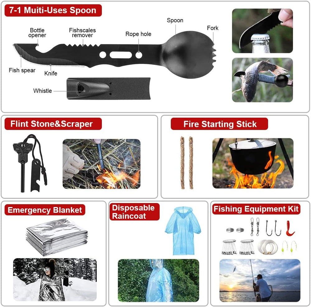 Survival Kit, 251 Pcs Survival Gear Emergency Supplies First Aid Kit