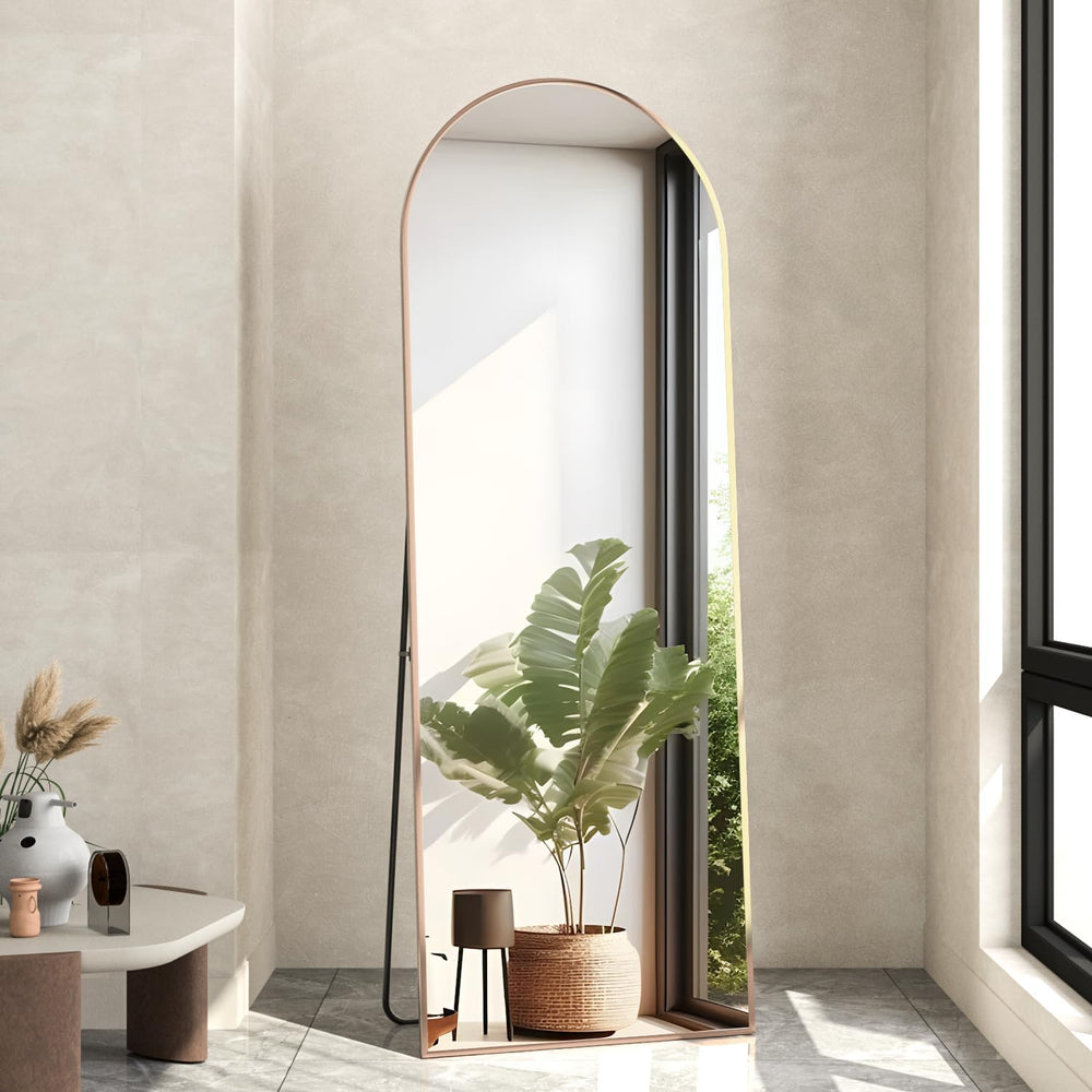Full Length Mirror, 56"x16" Arch Floor Mirror with Stand, Gold Arch...