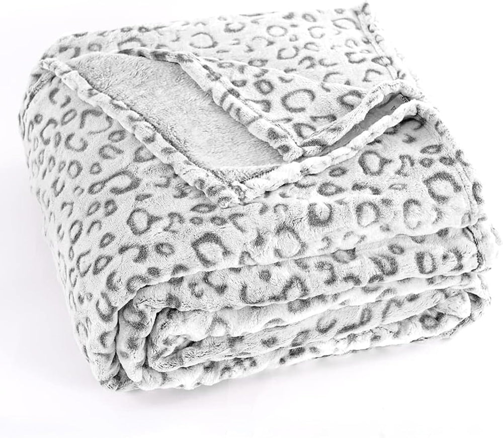 PLEASANT BOULEVARD | Leopard Throw Blanket Fleece, Premium Lightweight Cozy W...