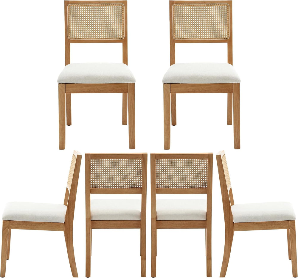 Westice Rattan Dining Chairs Set of 6, Farmhouse Natural Dining Room Chairs w...