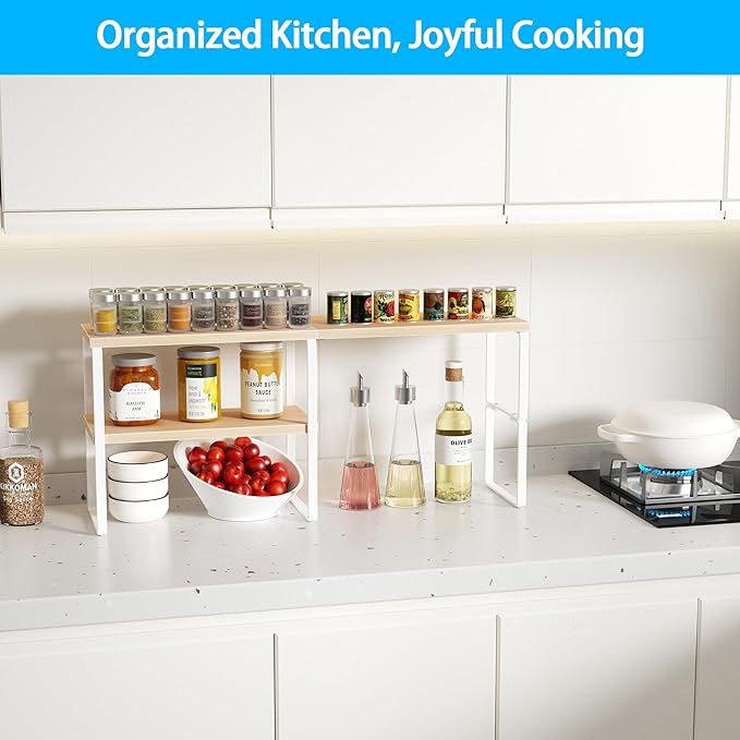 Golener Countertop Organizer Corner Shelf, 2-Tier Adjustable Stackable Corner