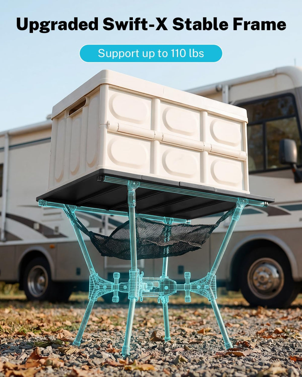 Gonex Foldable Camping Table, Portable Aluminum Roll Up Top Camp Side Table
