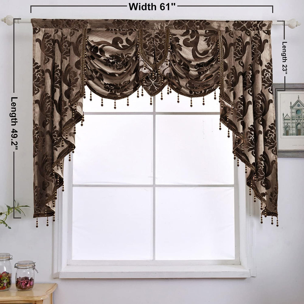 Window Valances for Living Room, Jacquard Damask Luxury Valance Curtains for ...