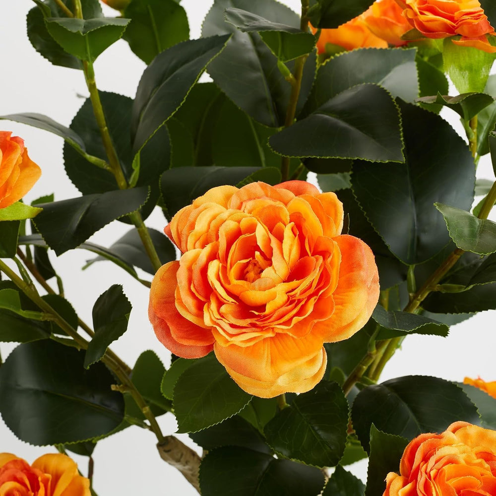 Grelen 2 Pack Artificial Flowers Camellia,Fake Plants for Outdoors,3FT