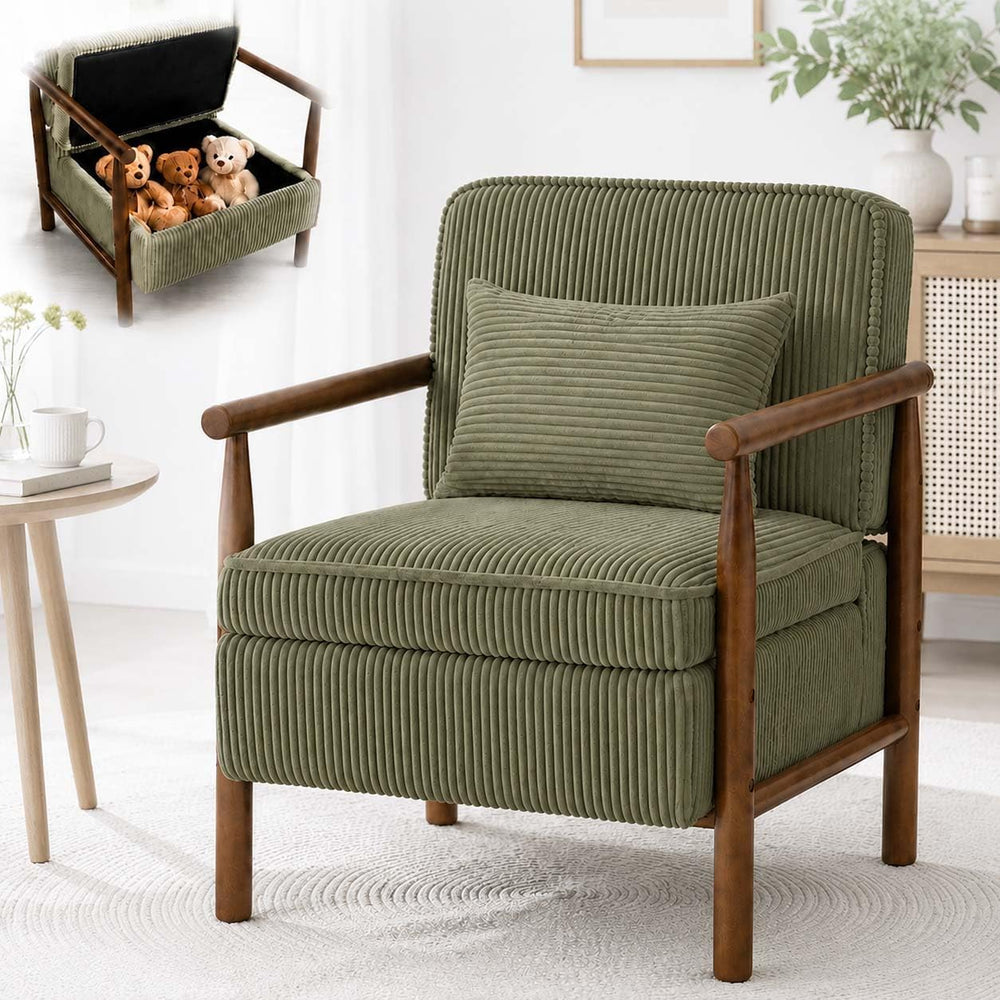 HRVEOCEI Green Accent Chair with Storage for Small Spaces (Green)