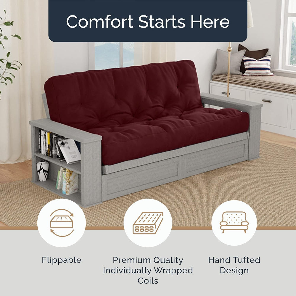Loosh Home | 10" Queen Size Futon Sofa Bed Pocket Coil Foam Mattress - U...
