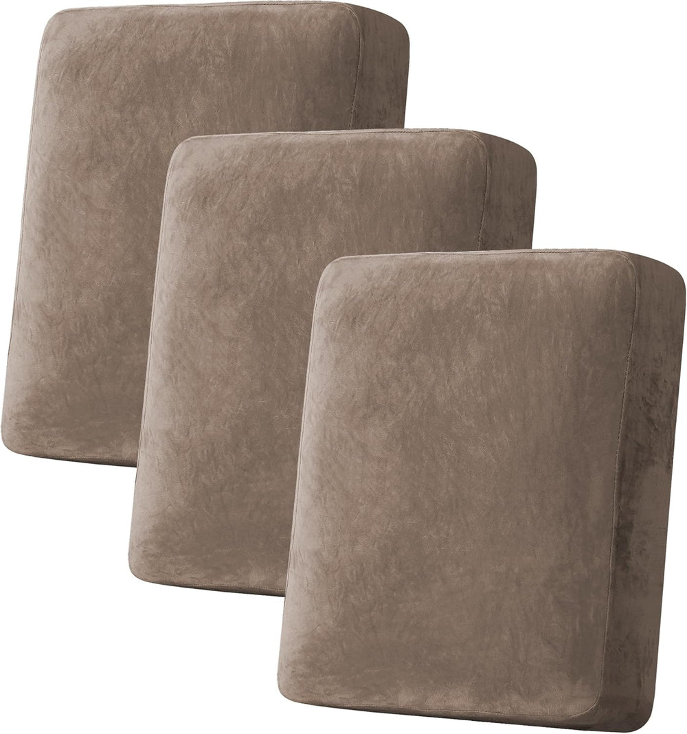 H.VERSAILTEX Velvet Stretch Couch Cushion Cover Plush Cushion Slipcover (3 Pi...