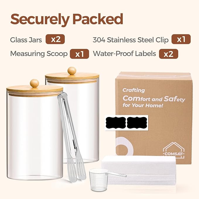 ComSaf 1 Gallon Cookie Jar, Large Glass Jar
