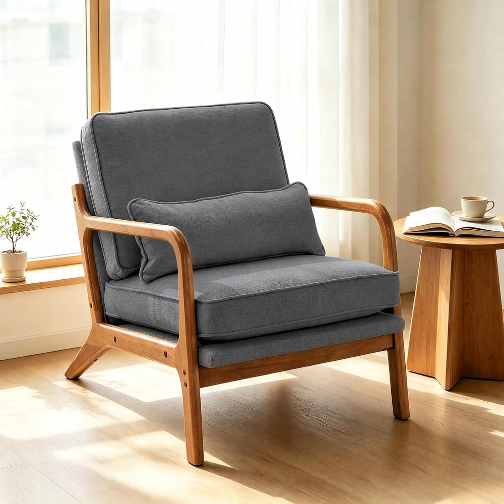 Karl home Mid-Century Modern Accent Reading Chair, Grey