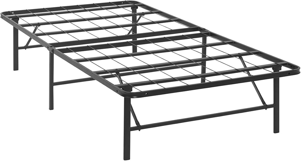 Modway Horizon Twin Bed Frame In Brown - Replaces Box Spring - Folding Metal ...