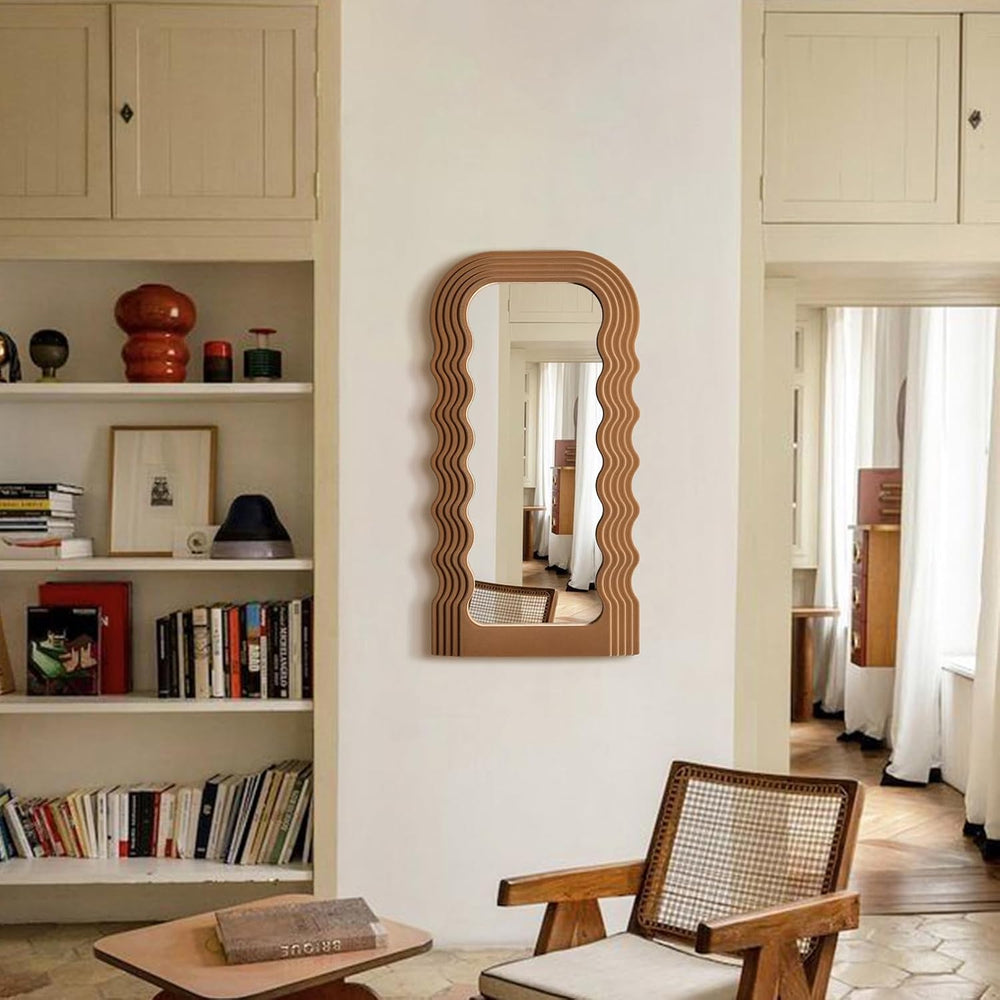 Arch Decorative Wall Mirror for Cozy Home Bedroom Decor,14x28,Brown