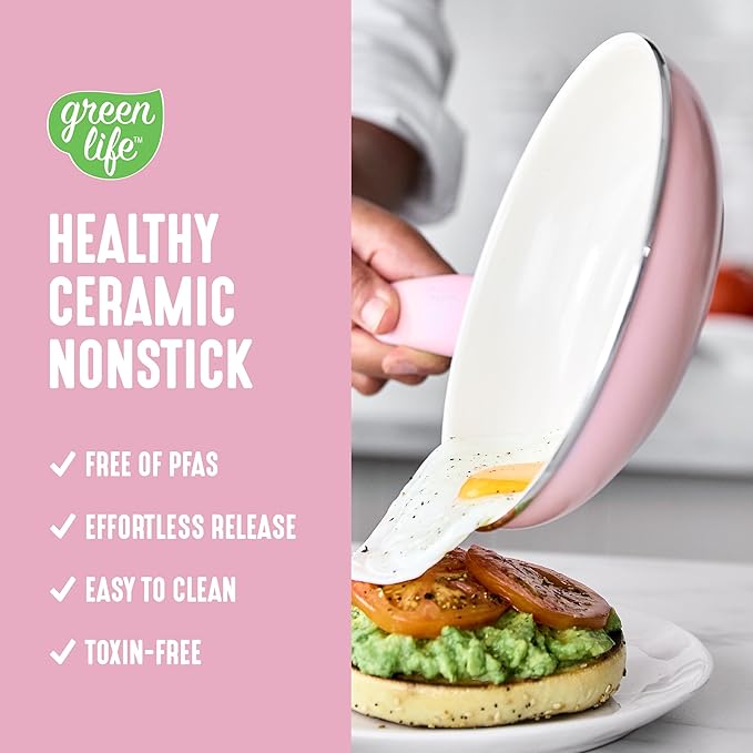 GreenLife 8 Piece Nonstick Cookware Set, Non-Toxic PFAS-Free Ceramic Pots &am...