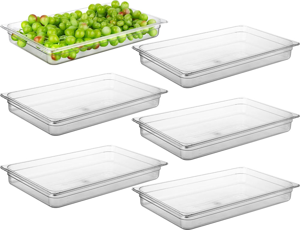CURTA 6-Pack Full Size 2.5" Deep NSF Polycarbonate Food Pans | Dishwashe...
