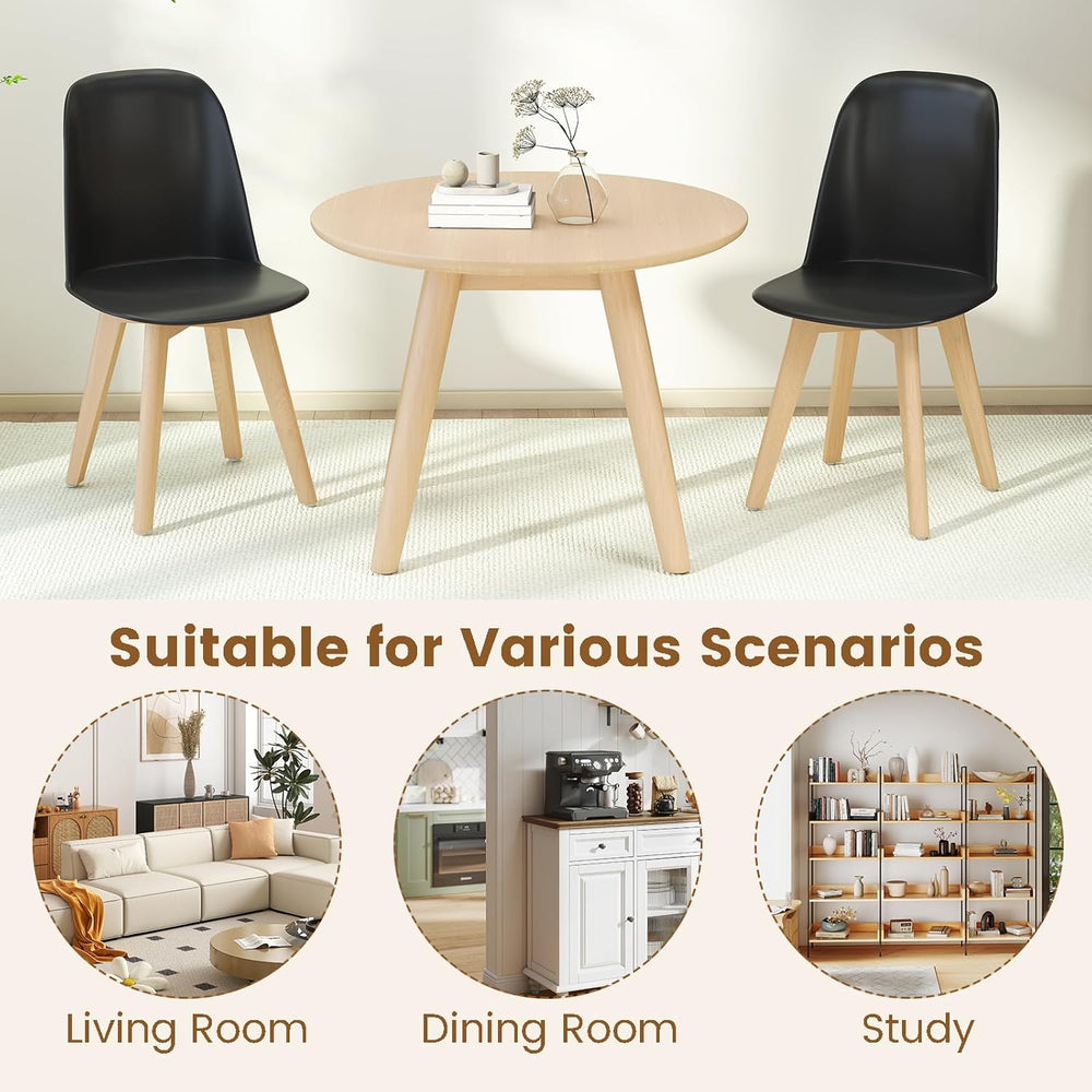Giantex Modern Dining Chairs Set of 2, Black Armless Kitchen Chair w/Solid Be...
