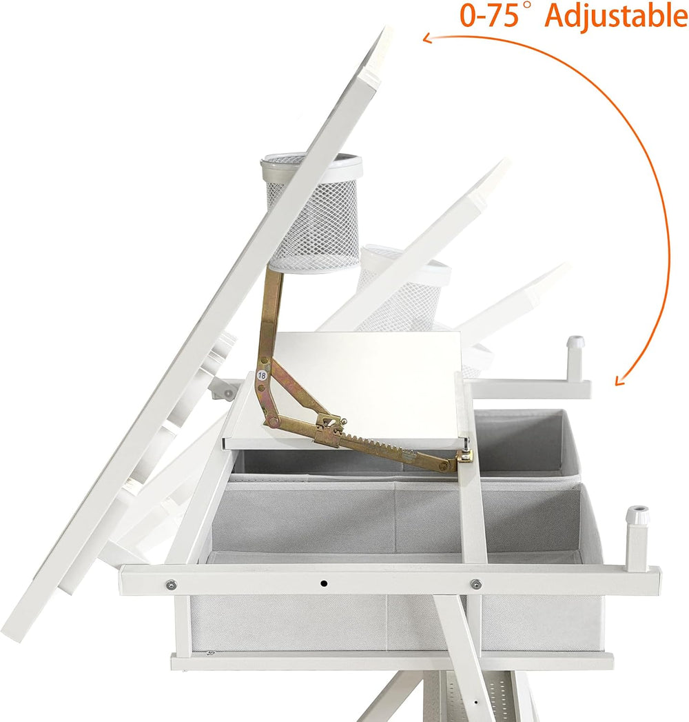 Tiltable Drafting Table with Stool, Adjustable Art Desk for Home Use
