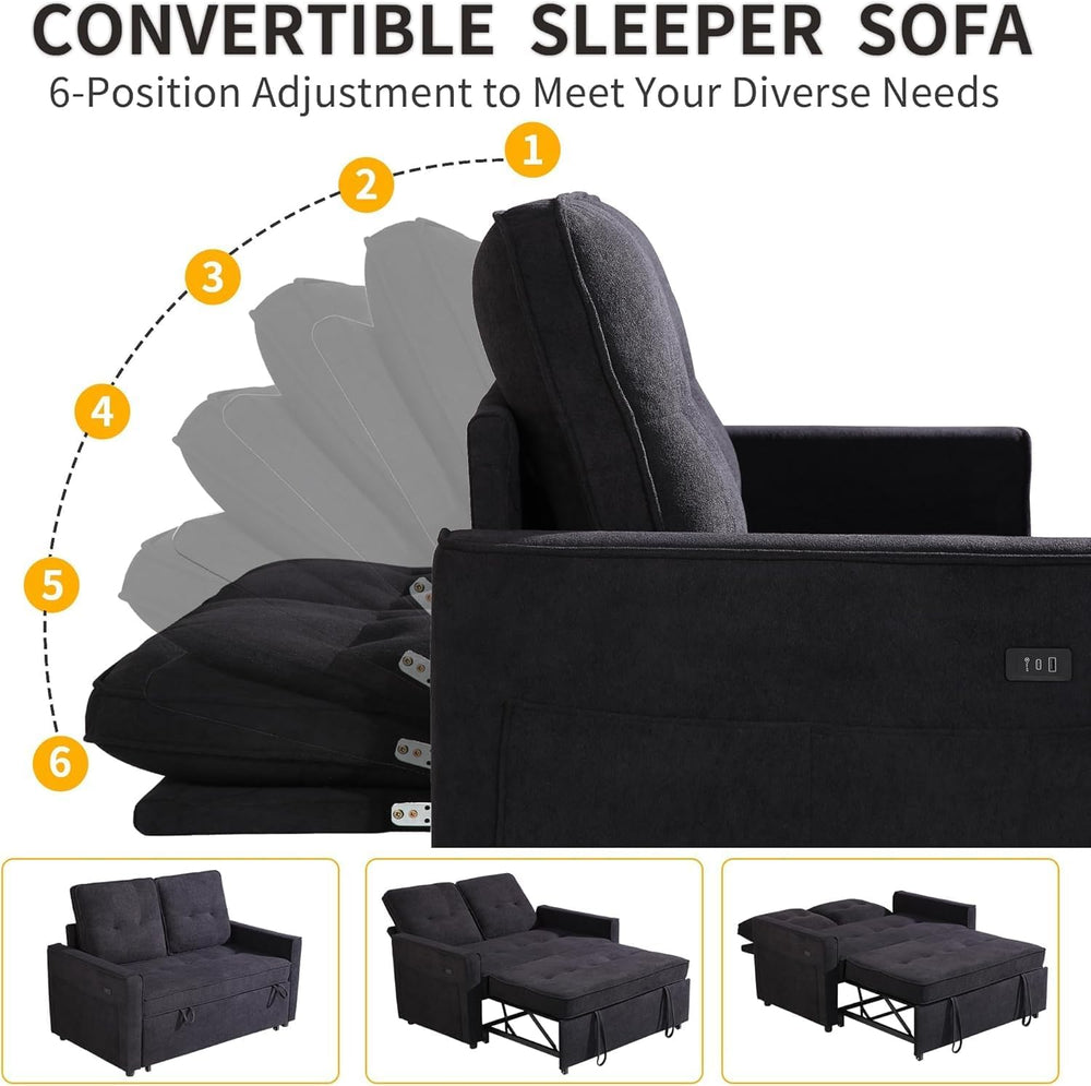 Actinidia 3 in 1 Convertible Sofa Bed, 53" Modern Loveseat Sleeper Sofa ...