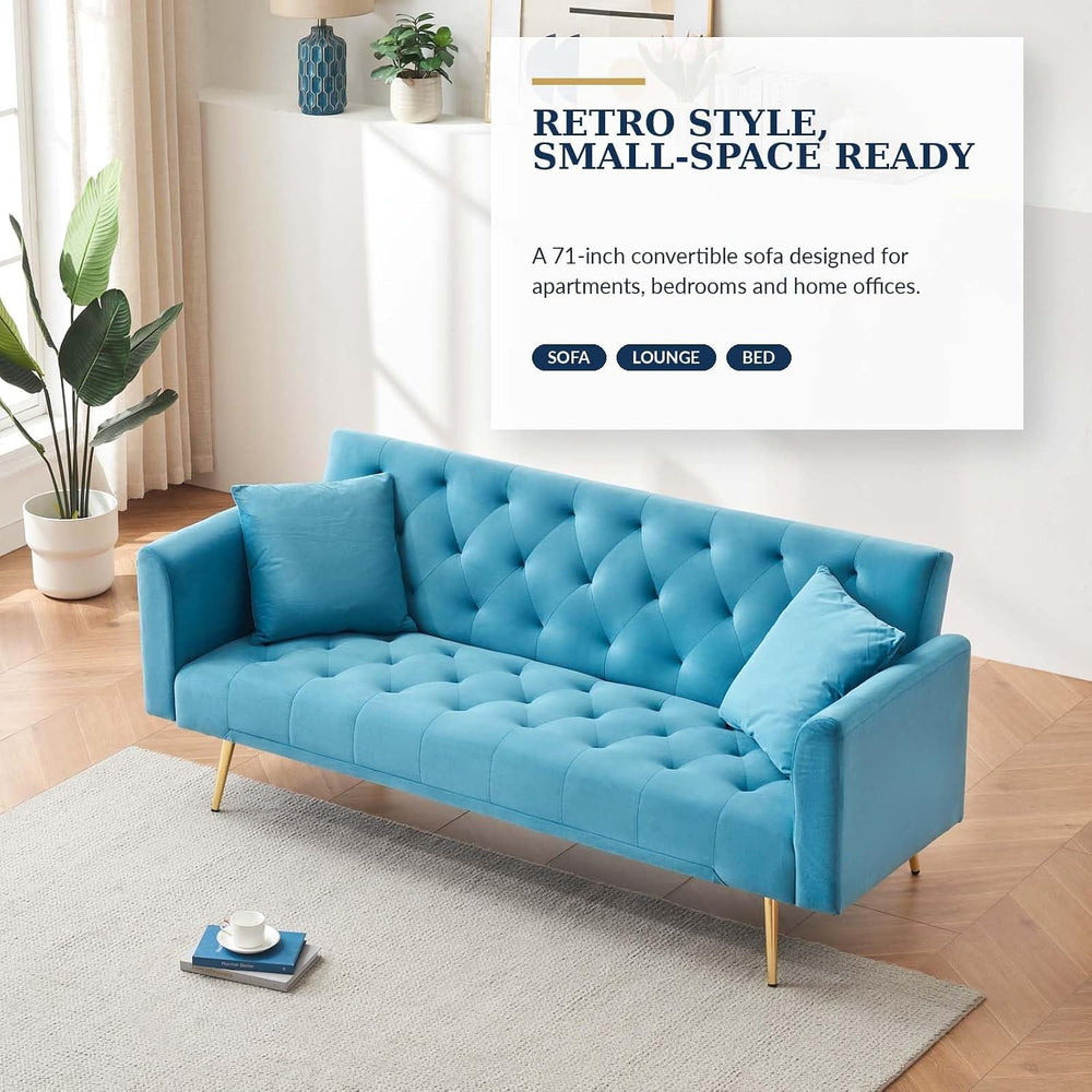 Majnesvon 71" Convertible Folding Sleeper Sofa Couch,Modern Velvet Loves...
