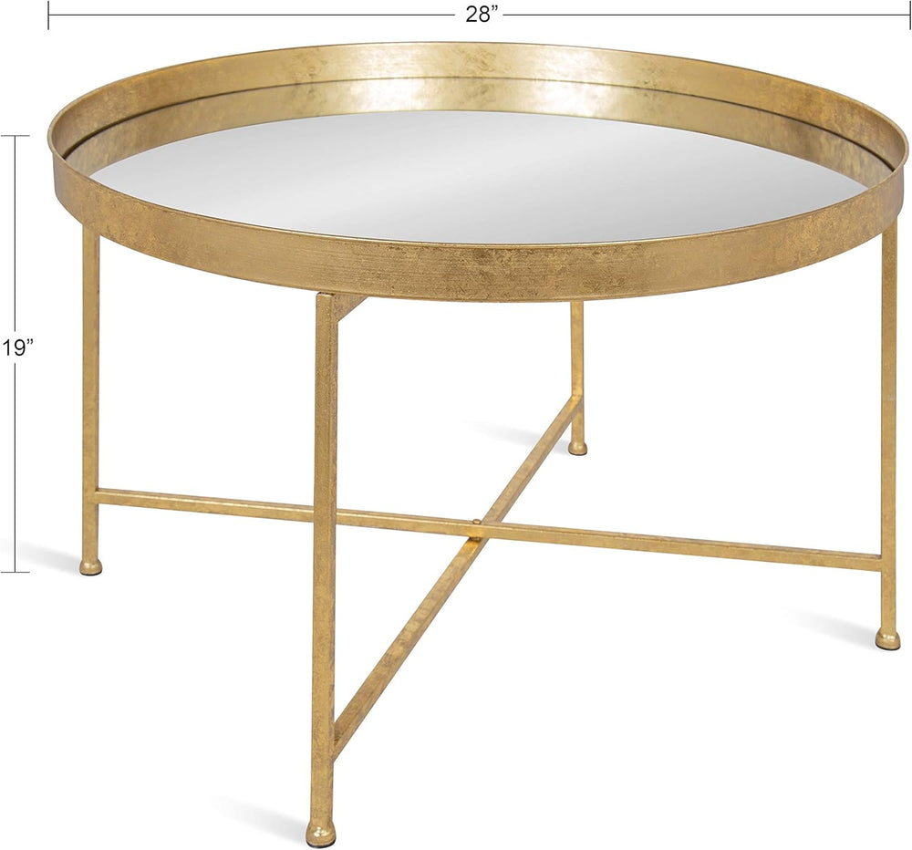 Kate and Laurel Celia Metal Foldable Round Accent Coffee Table, 28.25" x...