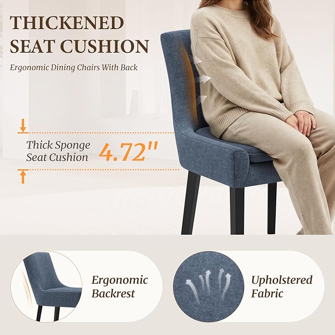 Modern Dining Chairs Set of 6, Upholstered Corduroy Dining Room Chairs with W...