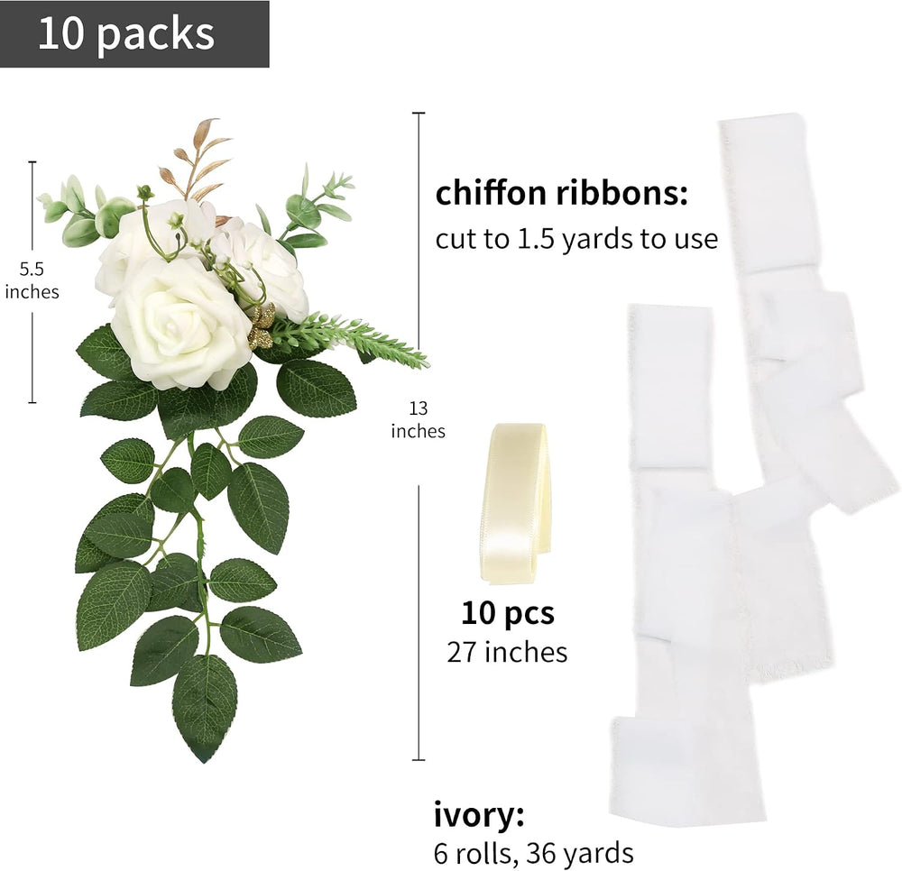 White Wedding Aisle Decorations Set of 10