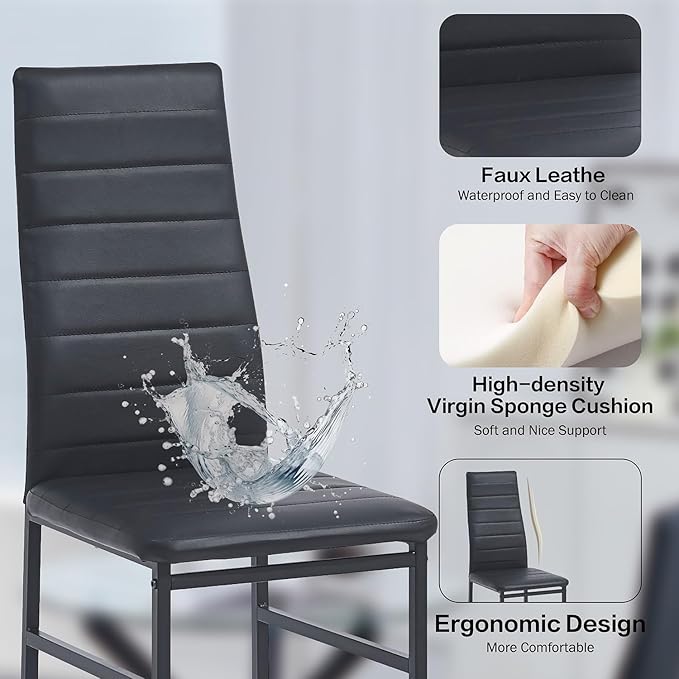 PU Dining Chairs Set of 4, Modern Kitchen & Dining Room Chairs Faux Leath...