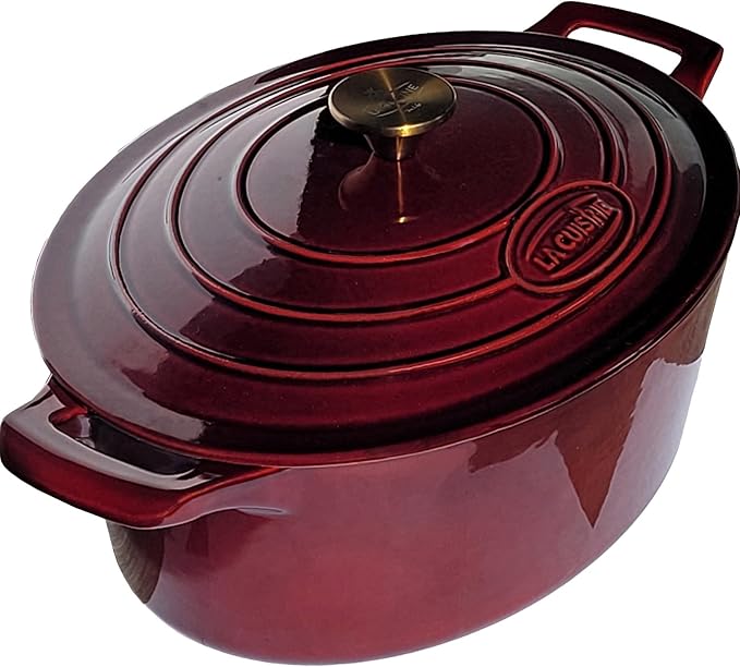 La Cuisine Enameled Cast Iron Oval Dutch Oven Casserole Dish Pot