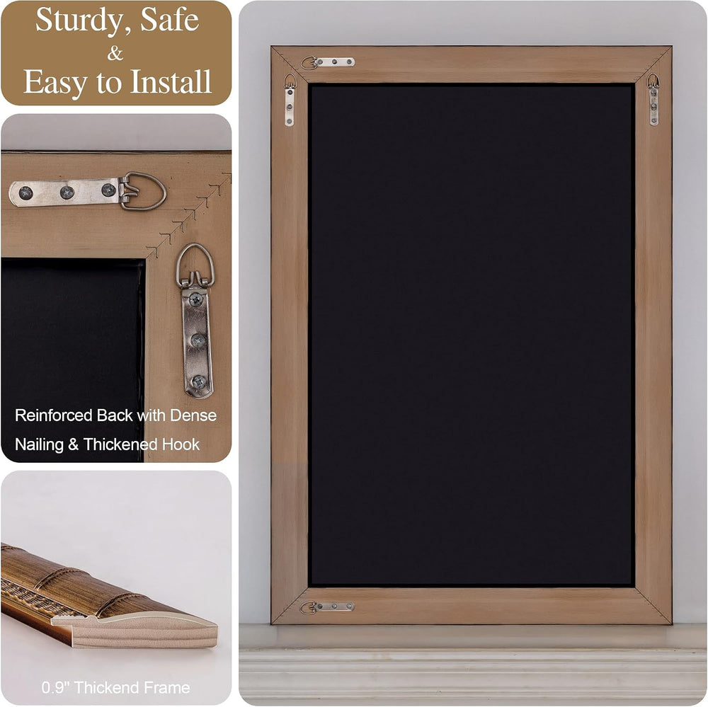 Vintage Warm Gold Mirror, 39'' x 27'' Solid Wood Mirror Frame...