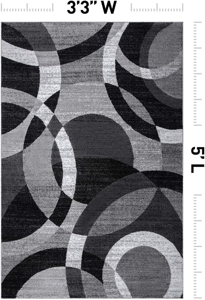 Rugshop Abstract Circles Modern Geometric Area Rug Gray 3'3" x 5'