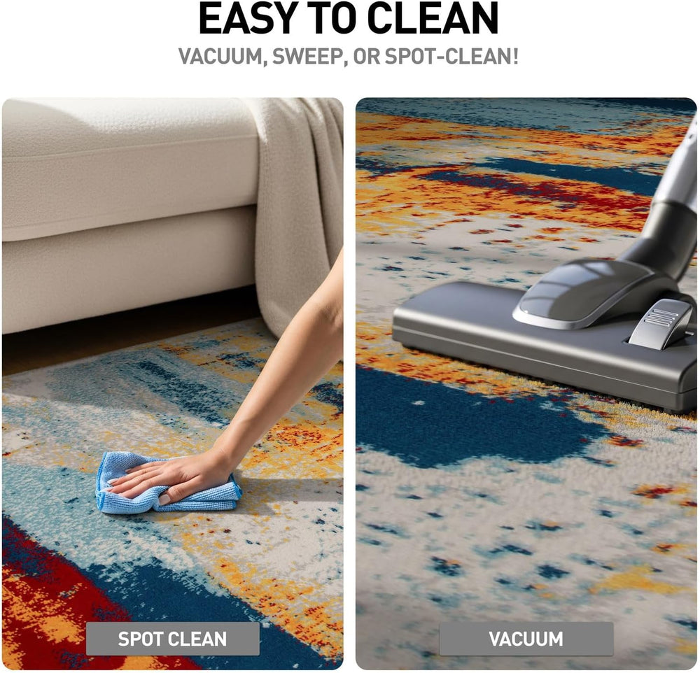 Rugshop Abstract Fade-Resistant Living Room Area Rug Multi 7'10" x 1...