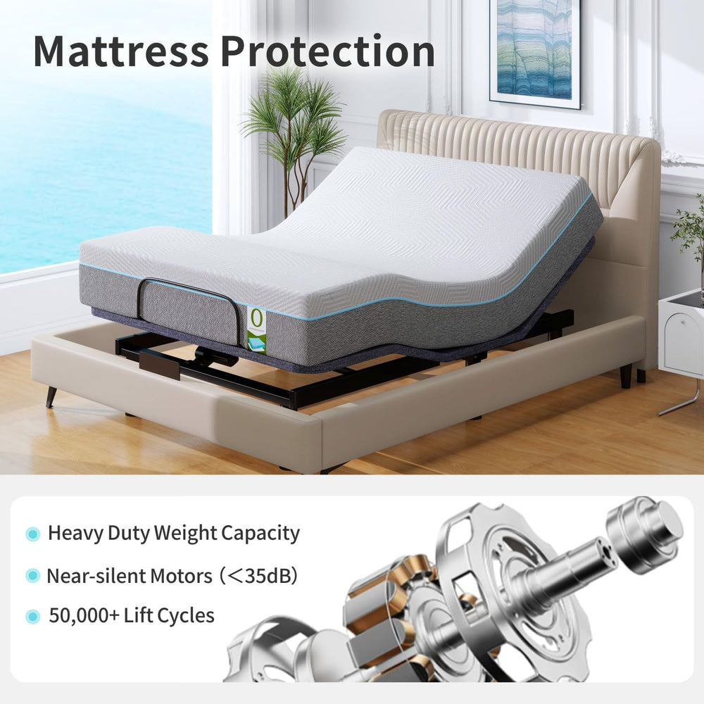 Vipbear Adjustable Bed Base Full Massage with 12" Memory Foam Mattress D...