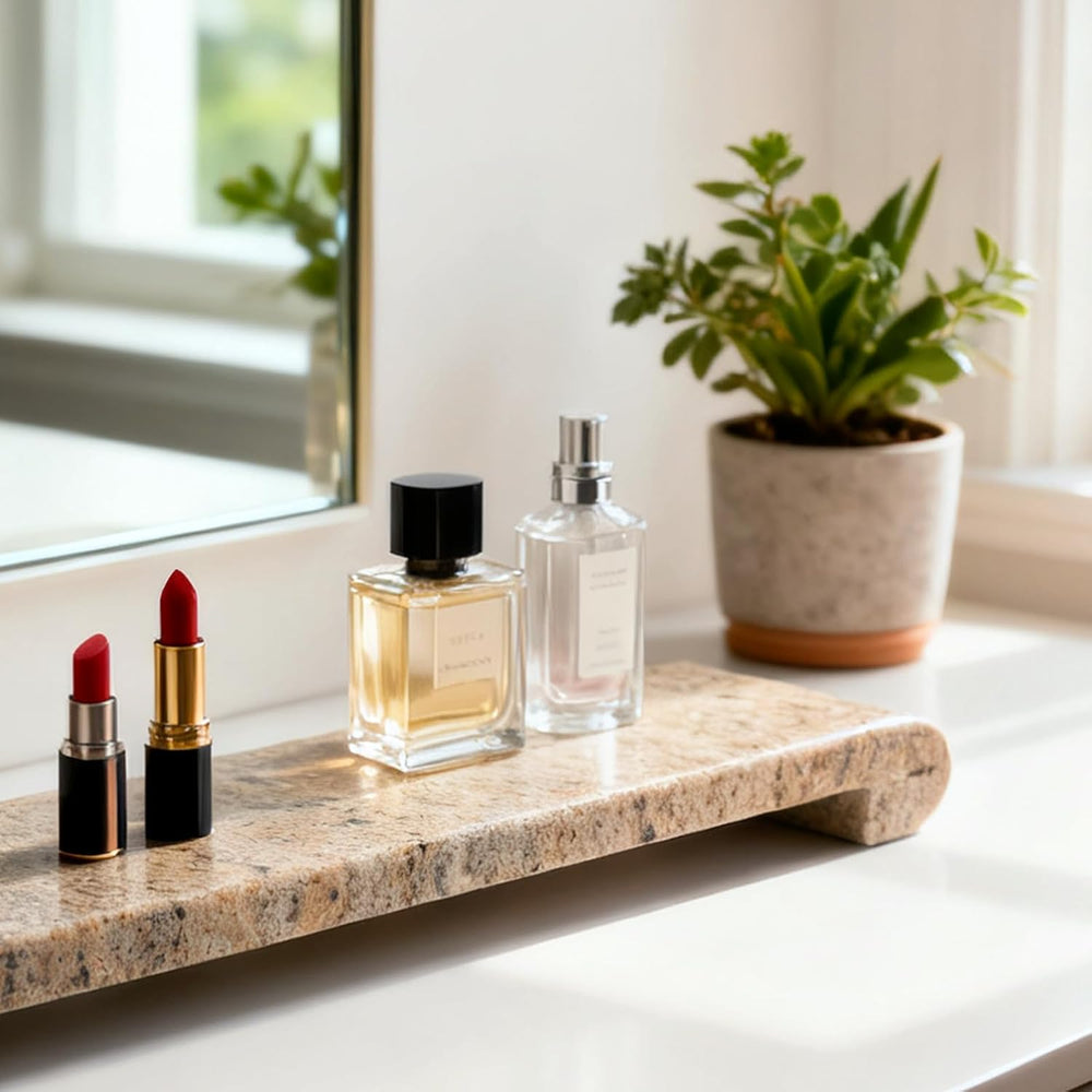 Natural Marble Tray Marble Pedestal Stand for Kitchen Counter, Bathroom, Home...