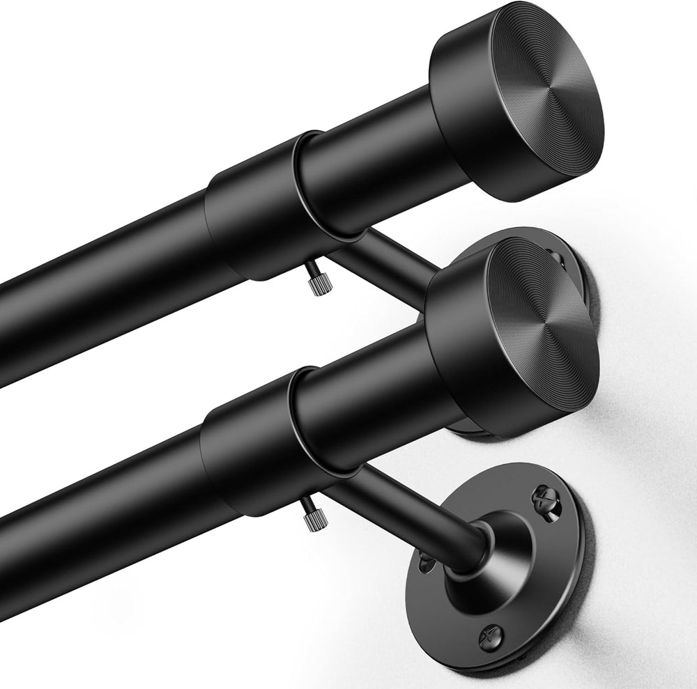YaFex 2 Pack Heavy Duty Curtain Rods 32-150 Inch, 1 Inch Adjustable Black Cur...