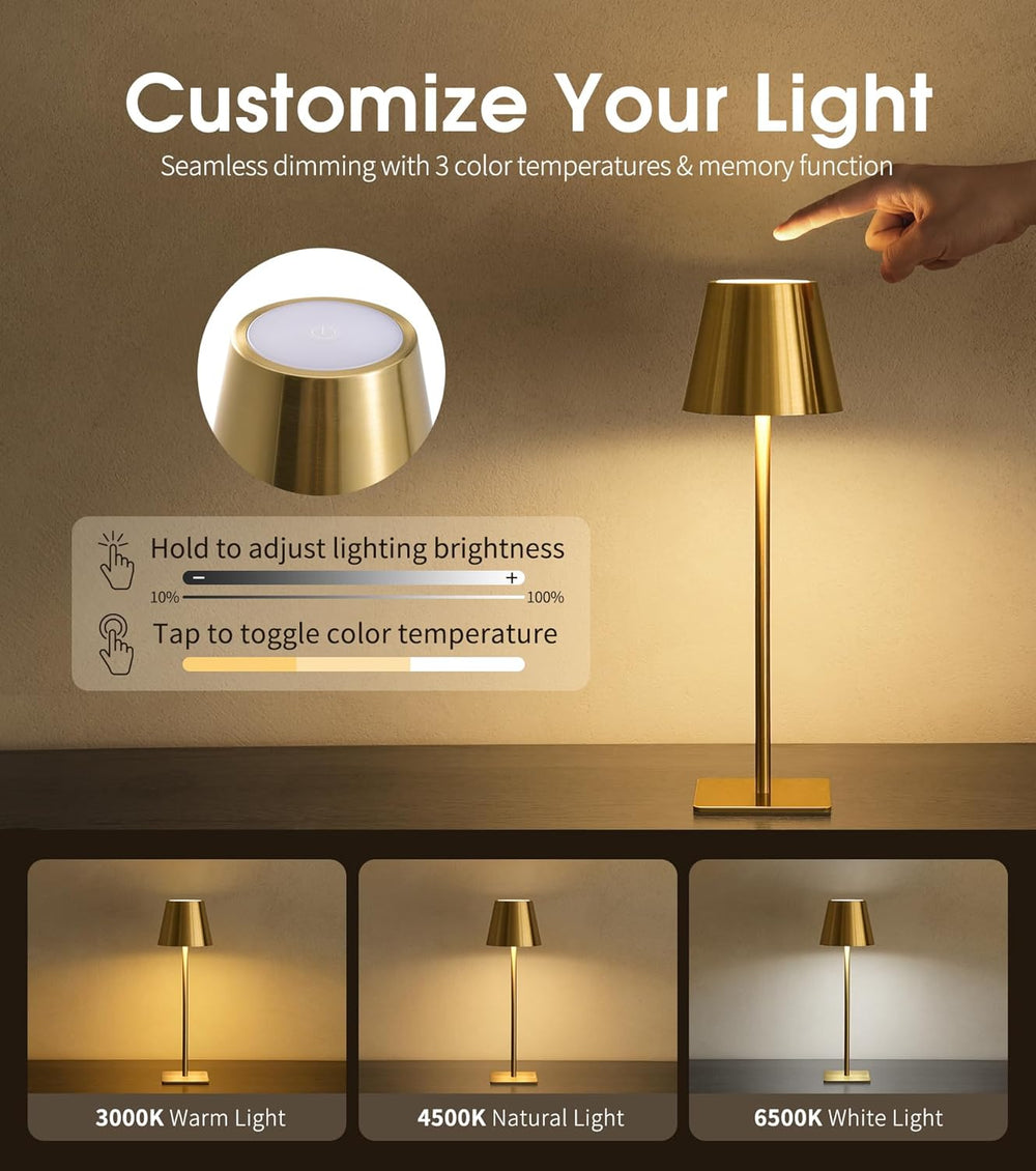UME 3 Pack Cordless Table Lamp, Battery Operated Lamp - Portable Waterproof R...