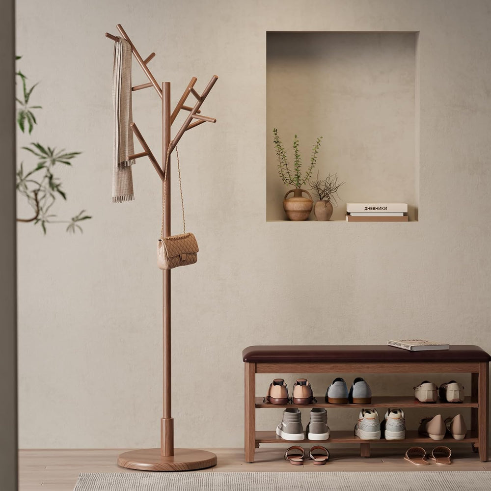 Muwuele Coat Rack, Solid Wood Coat Rack Freestanding With 12 Hooks, Coat Tree...