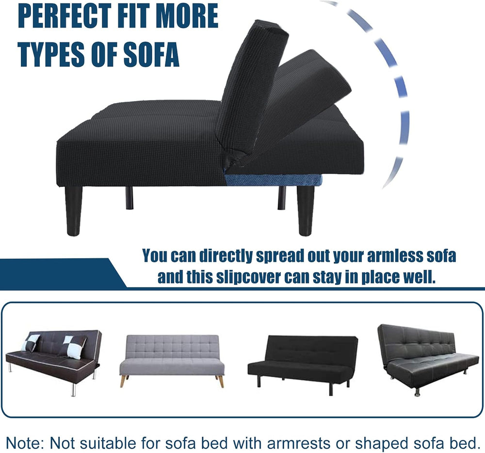 Water Repellent Armless Futon Cover Sofa Bed Slipcover, Full Size Futon Mattr...