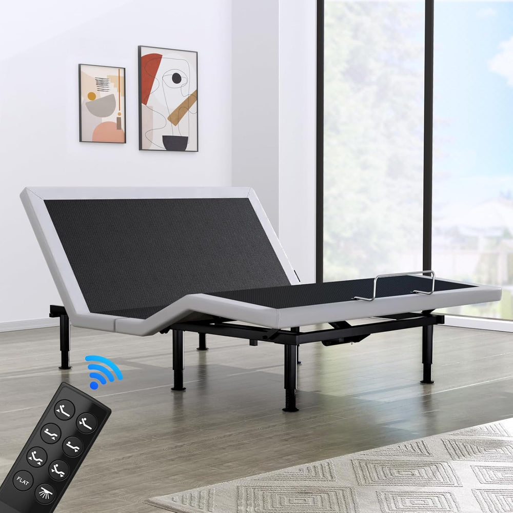 Heavy Duty King Adjustable Bed Frame, Wireless Remote, Dual USB Ports,Ergonom...