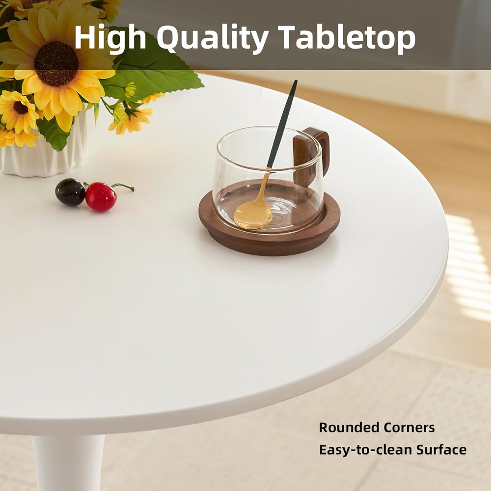 Round Dining Table, 31.5" Circle Tulip Table with Thickened Tabletop &am...