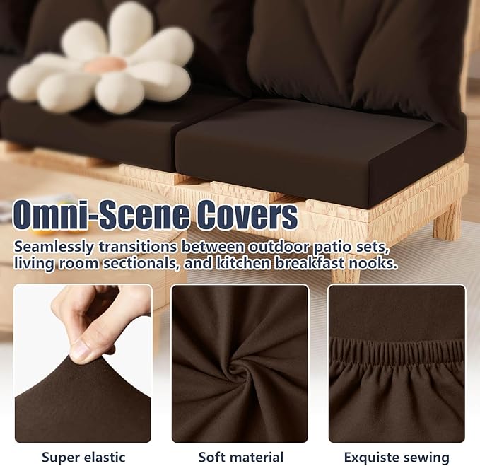 8Pcs Stretch Patio Cushion Covers, Outdoor Couch & Sofa Replacement Slipc...