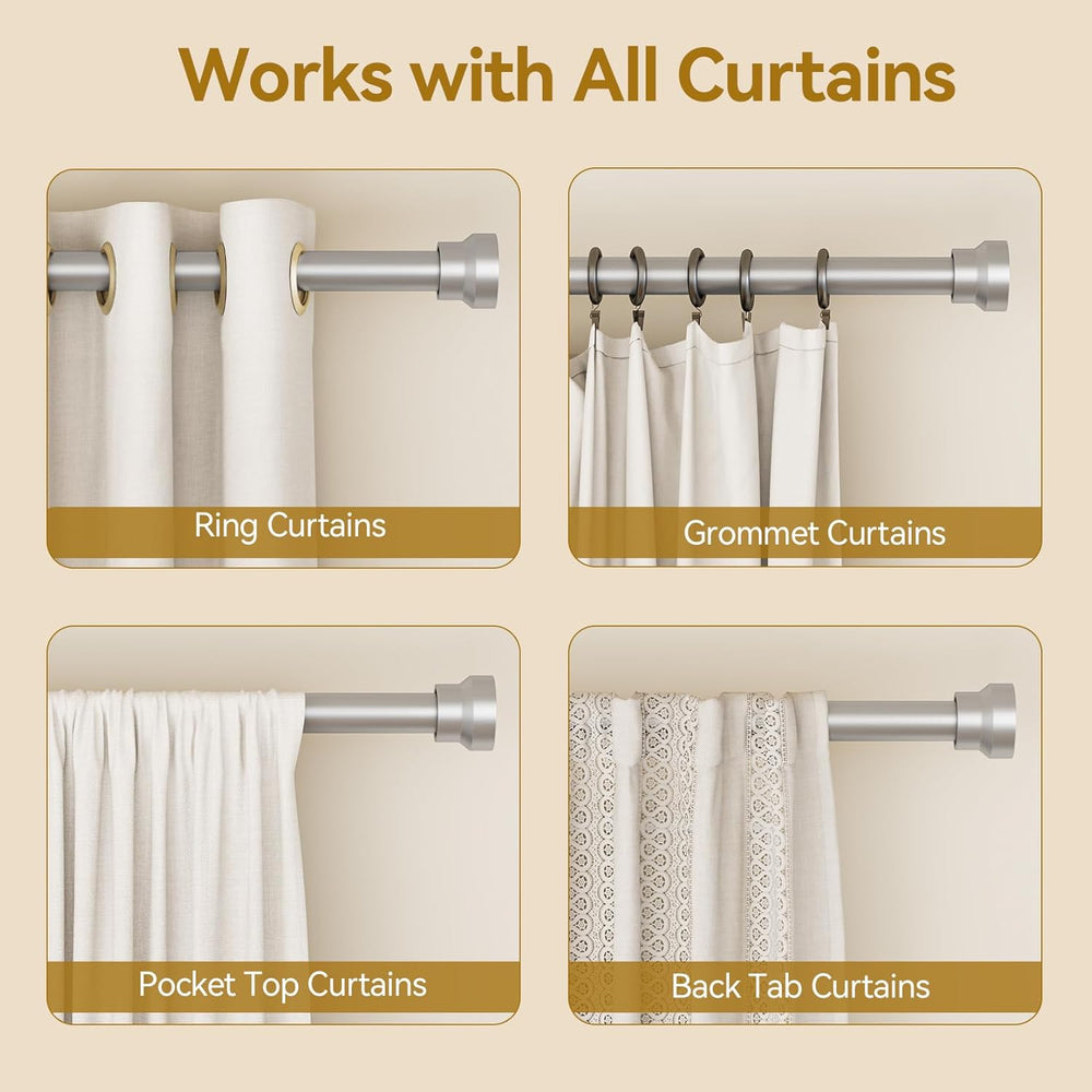 YaFex Curtain Rods 32-144 Inch, Heavy Duty 1 Inch Adjustable Curtain Rod for ...