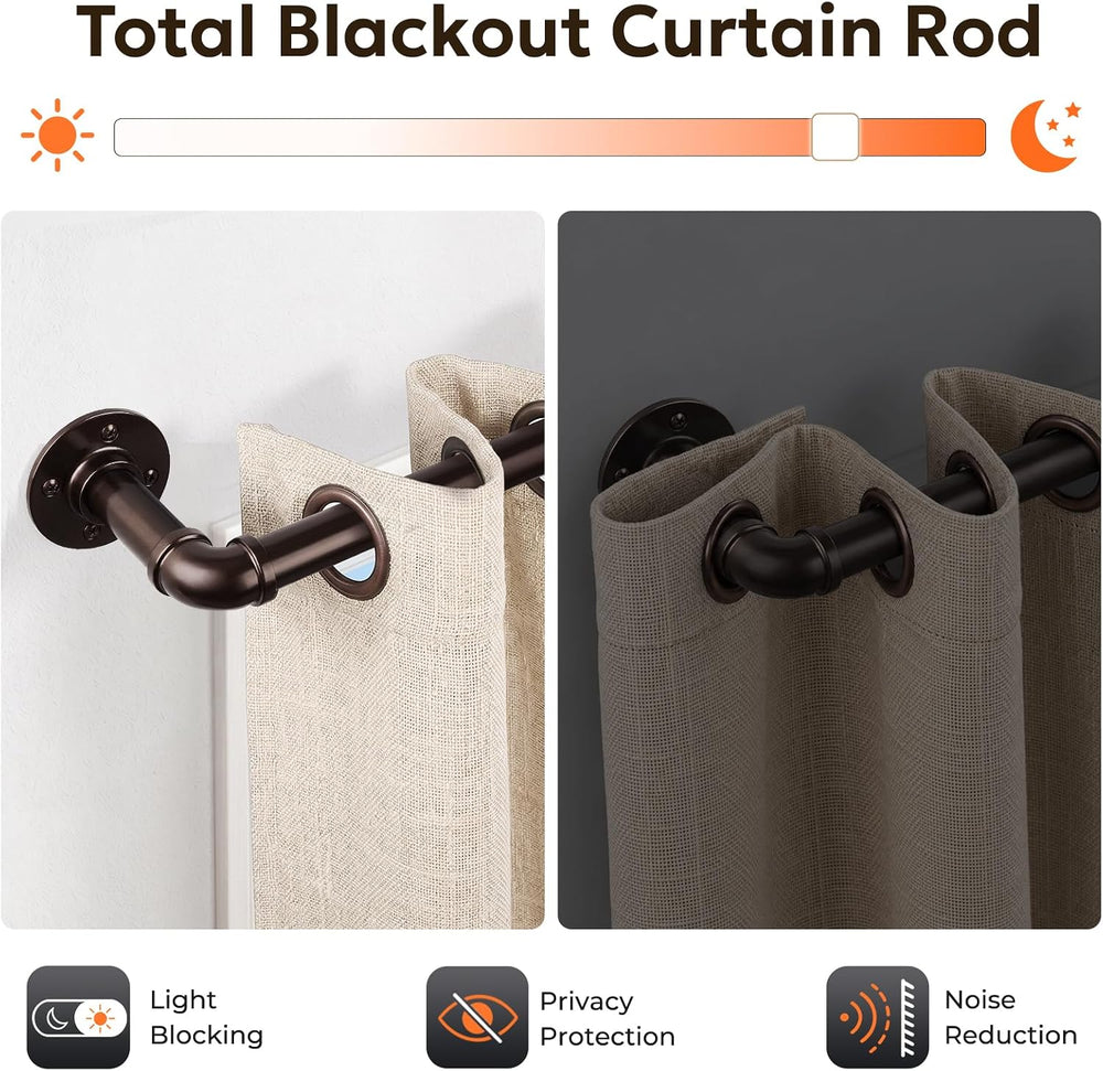 Curtain Rods 48-86", 1 Inch Industrial Antique Bronze Curtain Rod