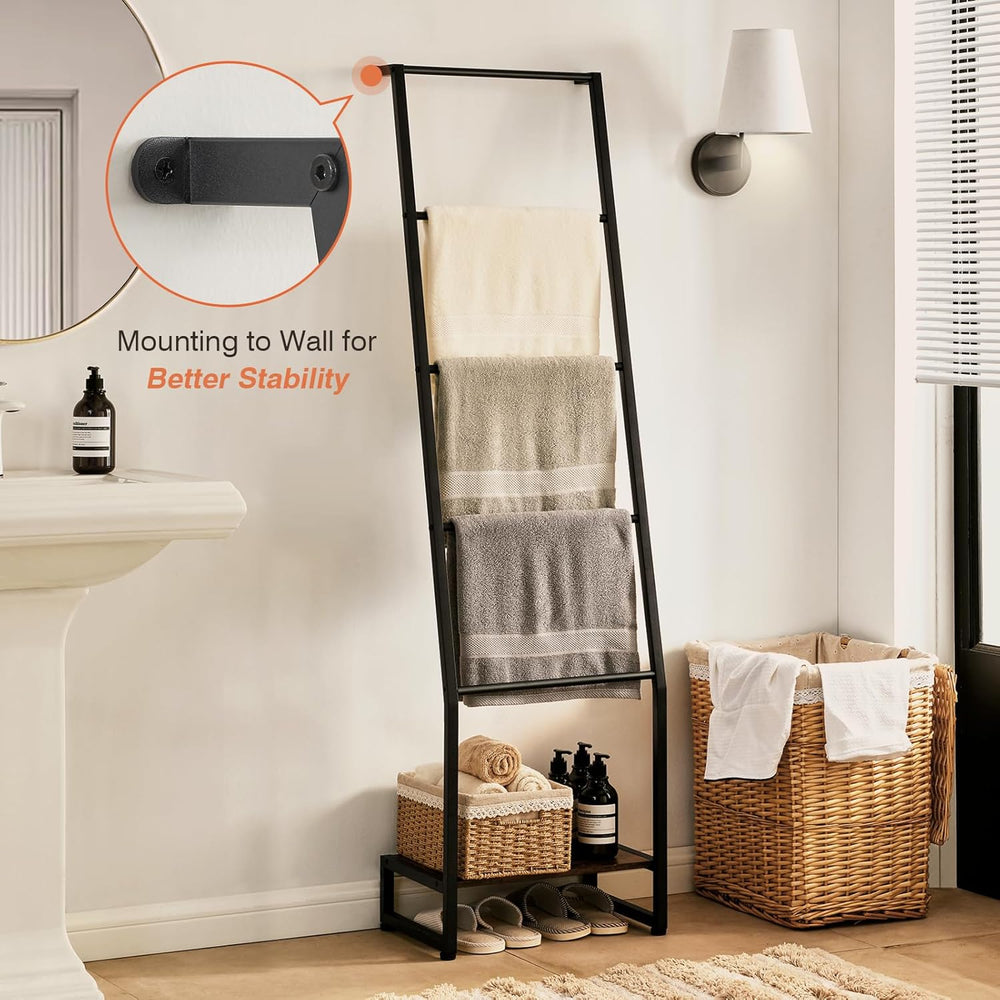 DGWJSU Blanket Ladder, 5 Tier Ladder Shelf,Wooden Blanket Ladders for Living ...