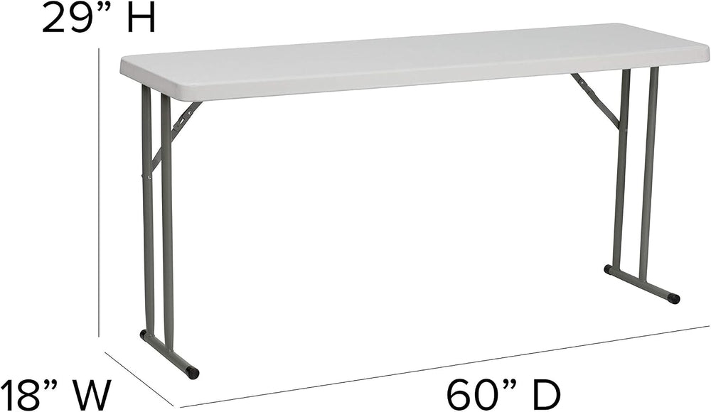 EMMA + OLIVER 5' White Rectangular Plastic Folding Table
