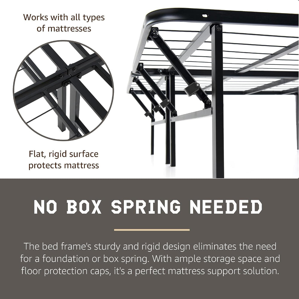 Hercules 14 Inch Folding Metal Bed Frame & Mattress Foundation, Twin Size