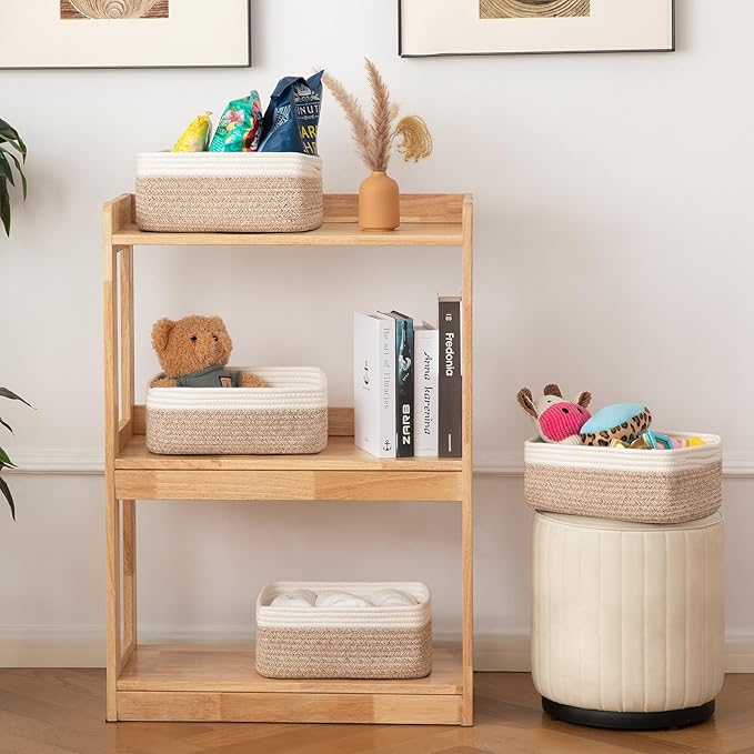 OIAHOMY 4 Pack Storage Baskets for Organizing, Small Bins for Shelves, Cute