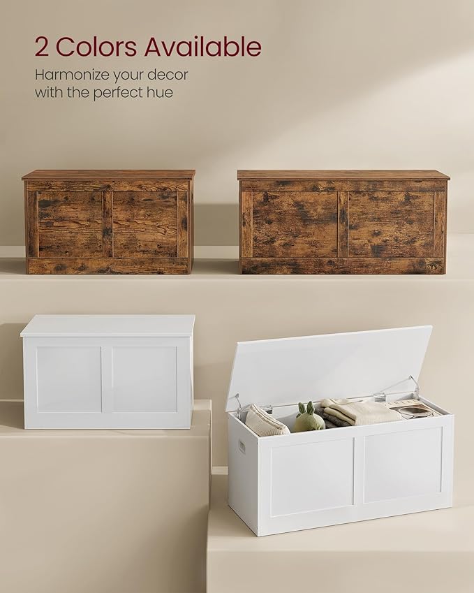 VASAGLE Storage Chest, Storage Trunk with 2 Safety Hinges, Storage Bench, Sho...