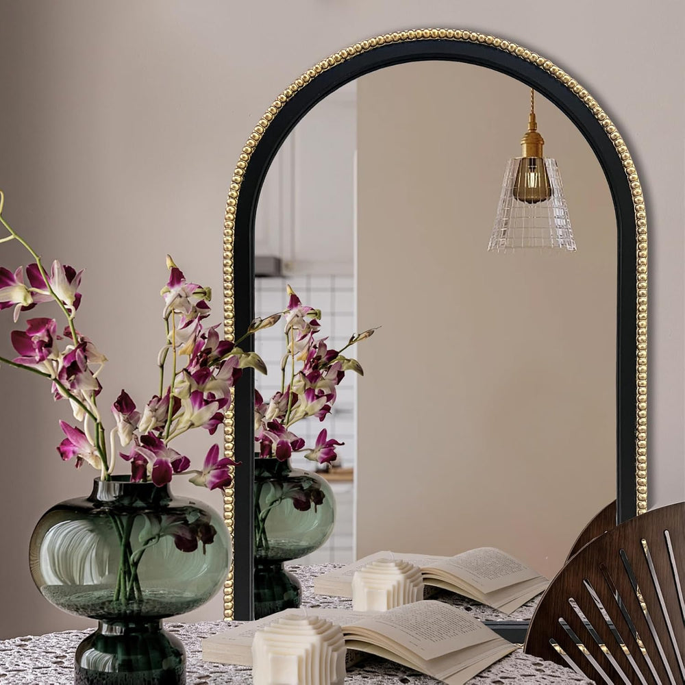 WAMIRRO Ornate Gold Mirror,Arched Black Morden Luxury Living Room Decorative ...